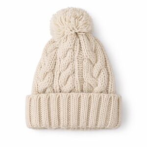 Cozy Ivory Ski Trip Knit Pom-Pom Beanie